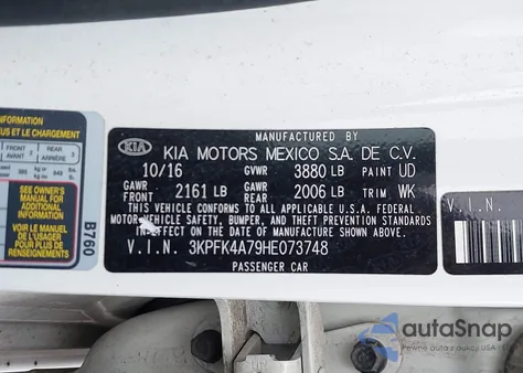 2017 Kia Forte Lx z USA, uszkodzony, nr VIN 3KPFK4A79HE073748